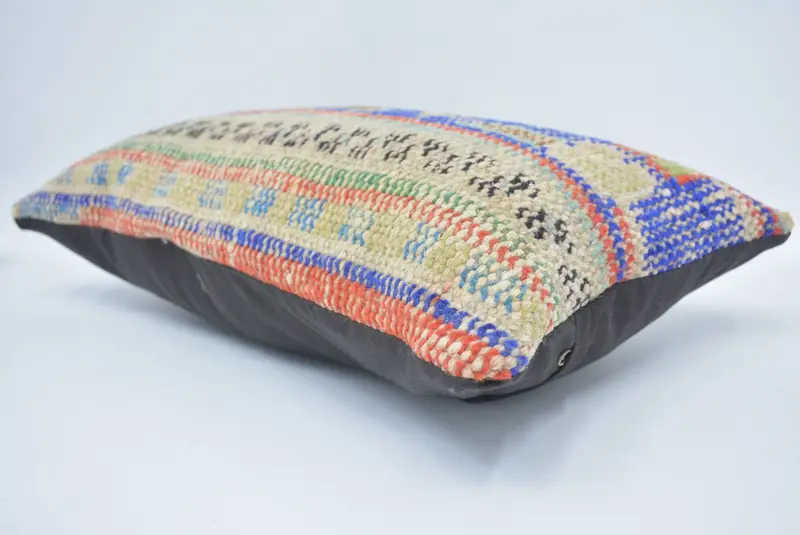 Indoor Cushion, Vintage Kilim Pillow, Turkish Pillow, Cushion Cover, 12x20 Blue Cushion Case, Pillow for Sofa, Decorative Pillow Case - 6