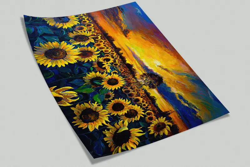 Paper Wall Art ,Field Landscape Wall Paper,Bright Wall Paper,Sunflower Field Painting,3d Wall Paper,View Wall Decor, - 6