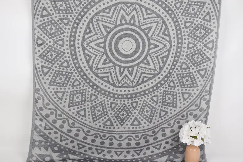 Toalla de playa bordada, diseño redondo azul marino, algodón turco personalizado, 40x71 pulgadas