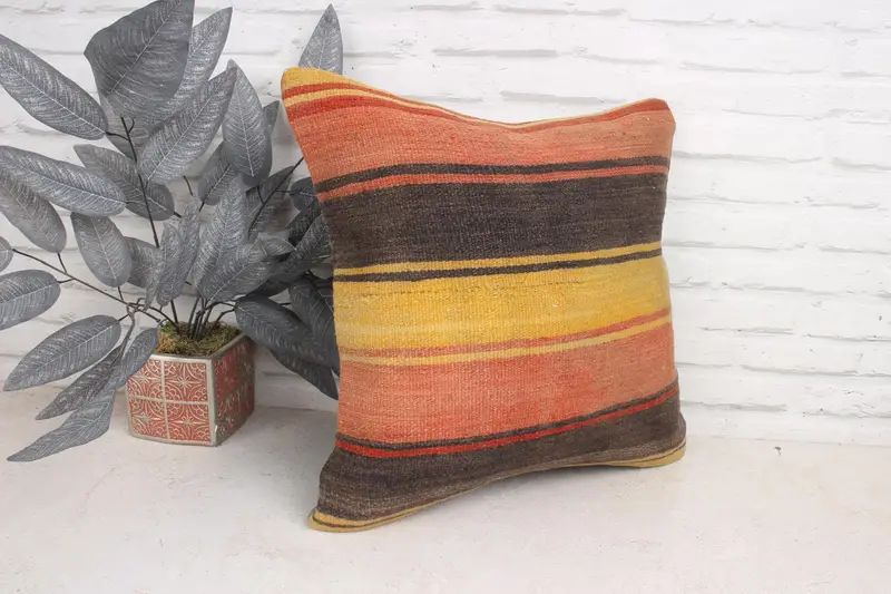 Interior Designer Pillow, Bohemian Cushion Cushion Case, 18x18 Red Cushion Cover, Boho Pillow Sham Cover, Pillow Cover, Vintage Kilim Pillow - 3