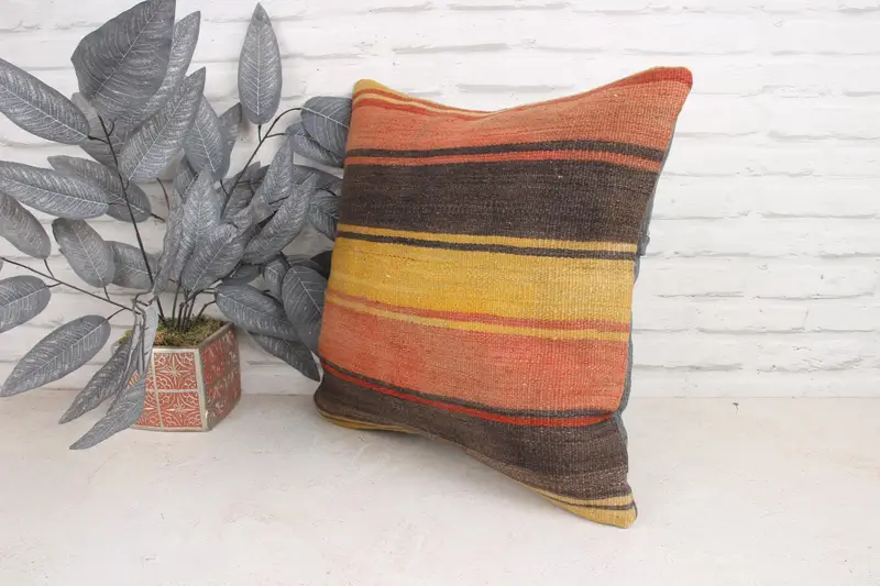 Interior Designer Pillow, Bohemian Cushion Cushion Case, 18x18 Red Cushion Cover, Boho Pillow Sham Cover, Pillow Cover, Vintage Kilim Pillow - 4