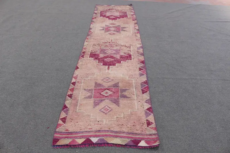 Purple & Beige Striped Rug, 2.8x11.1 ft Chic Decor