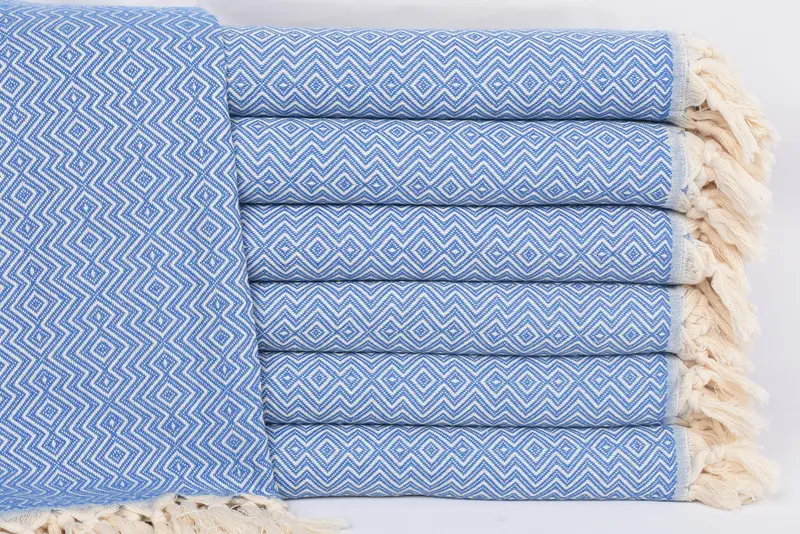Organic Cotton Sax Blue Diamond Towel, Bath Towel Size 70x38 Inches