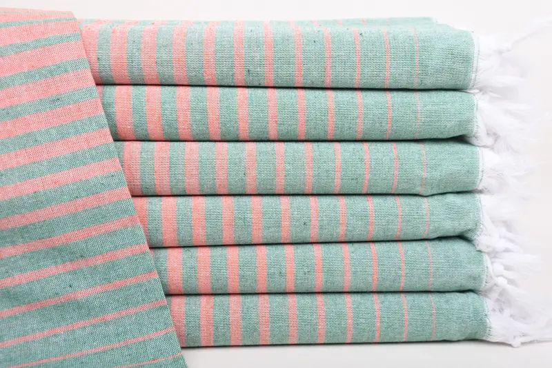 Monogrammed Beach Towel Green-Coral Cotton 40x69 Inches