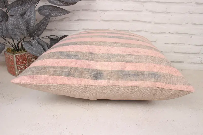 Cushion, Boho Pillow Sham Cover, Decorative Throw Pillow Case, Natural Pillow Sham, 20x20 Pink Pillow Sham, Pillow for Couch, Turkish Kilim Pillow - 5