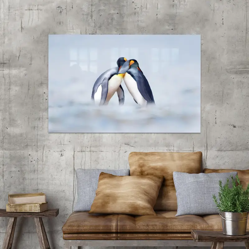 Modern Baskılı Cam: Trend Evler İçin Sevimli Penguen Sevgilisi Hediyesi