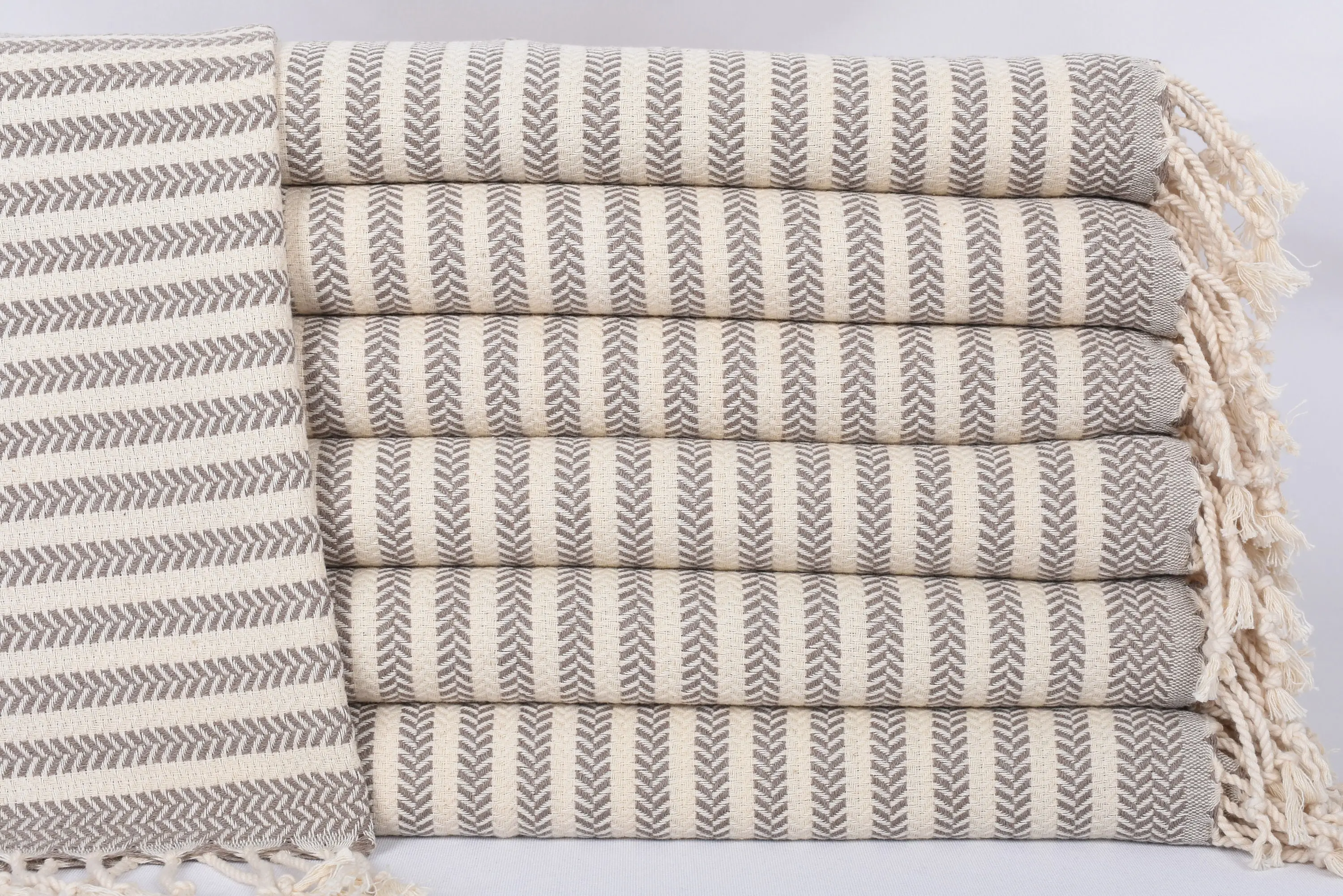 Personalized Dish Towel, Brown Chevron, Organic Cotton, 40x18 Inches - 1