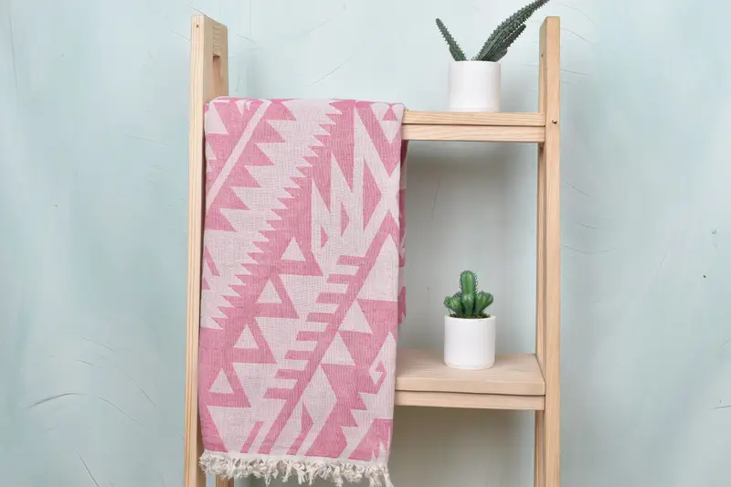 Personalized Turkish Towel, Oversized Beach Towel, Sand-free towel, Valentines Day Gift Idea, Bachelor Gifts, 76x40 Cotton Geometric Towel - 1