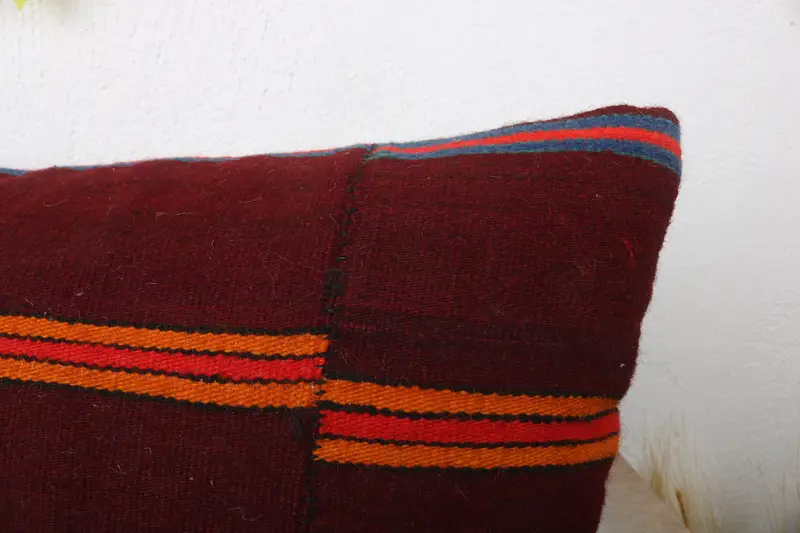 Handmade Kilim Cushion, Antique Pillows, Turkish Kilim Pillow, Pillow Sham, Kilim Rug Cushion Case, Patio Cushion Cover, 12x24 Purple Pillow - 5