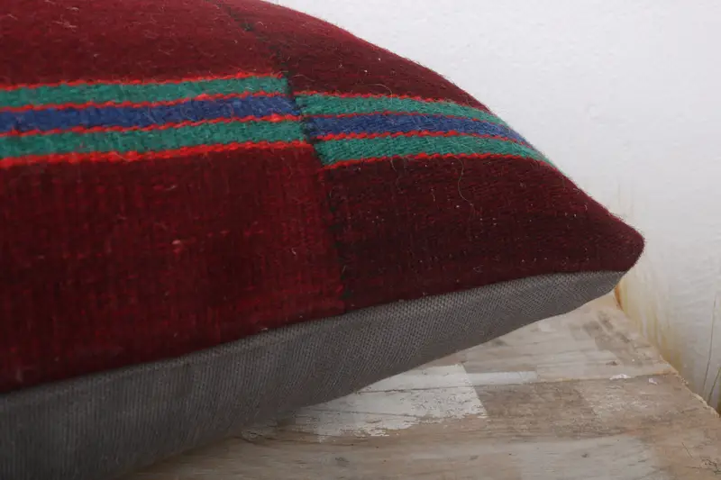 Handmade Kilim Cushion, Antique Pillows, Turkish Kilim Pillow, Pillow Sham, Kilim Rug Cushion Case, Patio Cushion Cover, 12x24 Purple Pillow - 6