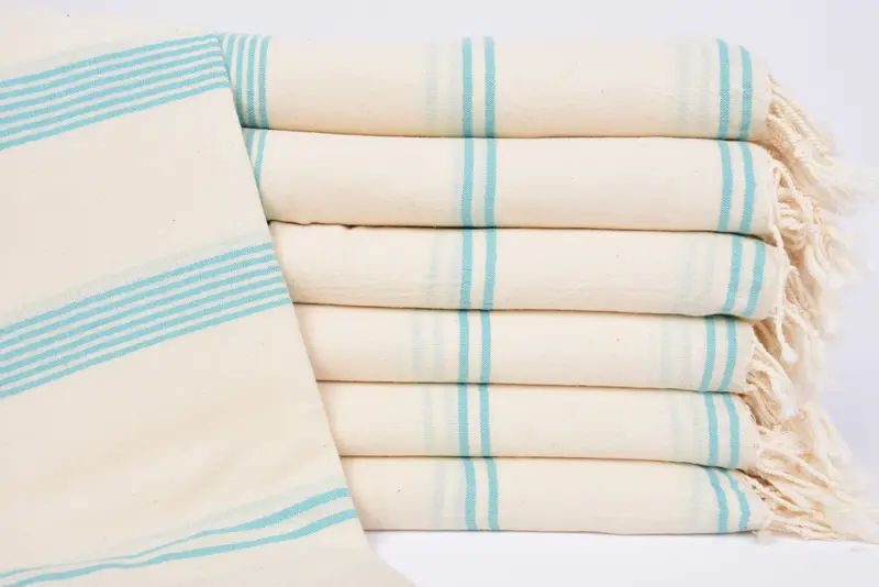Customized Turkish Towel, 70x36 inches Dark Mint Striped Organic Cotton