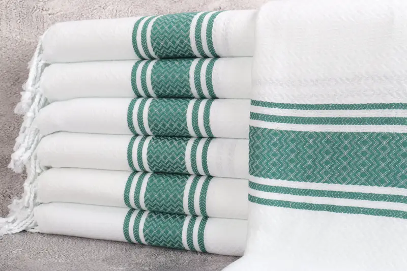 Personalized Turkish Towel, Dark Green Striped, 40x71 Inches