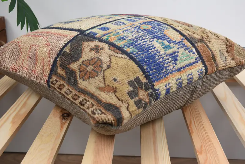Interior Designer Pillow, Cushion, 18x18 Blue Pillow Sham, Southwestern Pillow Case, Kilim Cushion Sham, Luxury Cushion Case, Vintage Pillow - 6