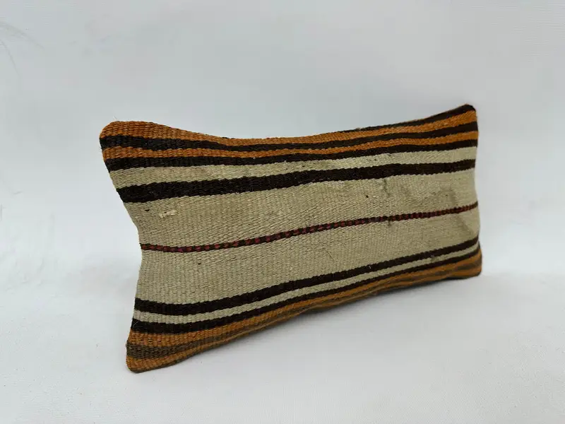 Kilim Pillow, Rustic Pillow, Ethnical Kilim Rug Pillow, Cushion, 8x16 Beige Cushion Case, Tribal Pillow Cover, Pillow for Couch - 3