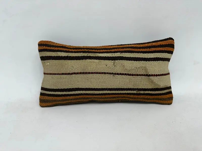 Kilim Pillow, Rustic Pillow, Ethnical Kilim Rug Pillow, Cushion, 8x16 Beige Cushion Case, Tribal Pillow Cover, Pillow for Couch - 1