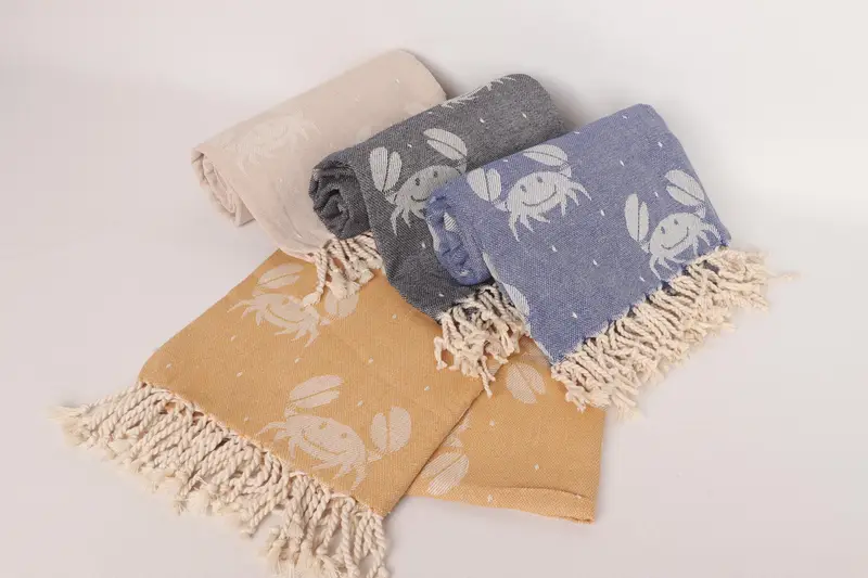 Custom Towel Beach, Personalized Bridesmaid Gift, Monogram Beach Towel, 68x40 Cotton Crab Design Towel, Turkish Towel USA, Valentines Day Gift - 5