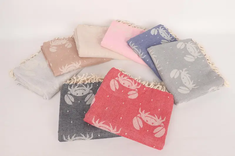 Custom Towel Beach, Personalized Bridesmaid Gift, Monogram Beach Towel, 68x40 Cotton Crab Design Towel, Turkish Towel USA, Valentines Day Gift - 3