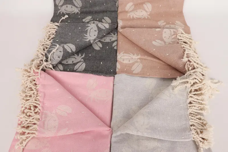 Custom Towel Beach, Personalized Bridesmaid Gift, Monogram Beach Towel, 68x40 Cotton Crab Design Towel, Turkish Towel USA, Valentines Day Gift - 4
