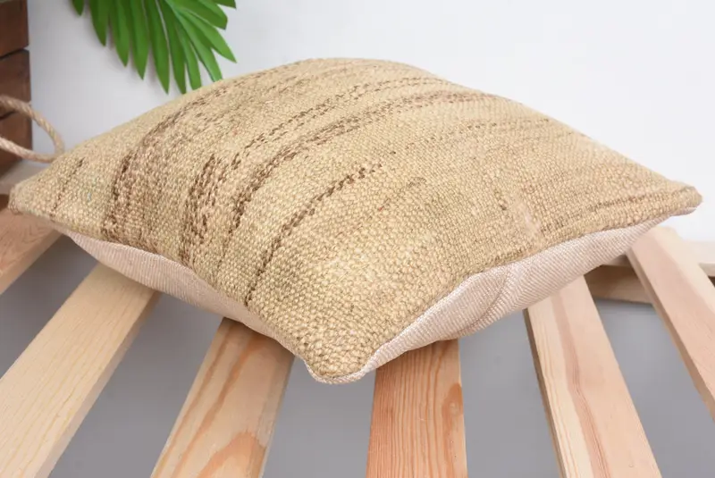 12x12 Beige Cushion Case, Oriental Cushion, Boho Pillow, Kilim Rug Pillow, Vintage Kilim Throw Pillow, Pillow for Sofa, Pillow Sham - 6