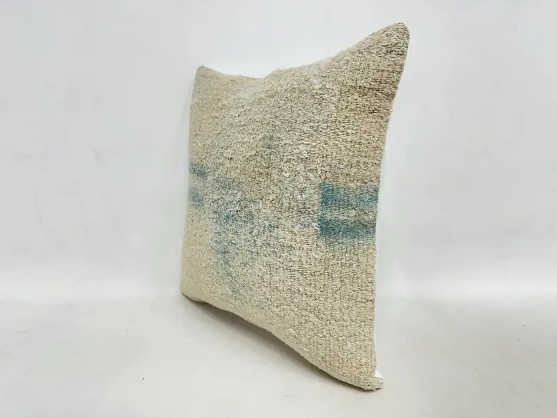 16x16 Beige Pillow Sham, Vintage Kilim Throw Pillow, Cushion Cover, Antique Pillows, Interior Designer Pillow, Outdoor Pillow - 4