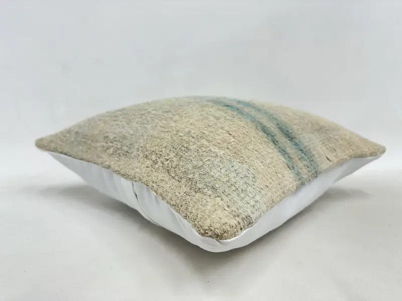 16x16 Beige Pillow Sham, Vintage Kilim Throw Pillow, Cushion Cover, Antique Pillows, Interior Designer Pillow, Outdoor Pillow - 6