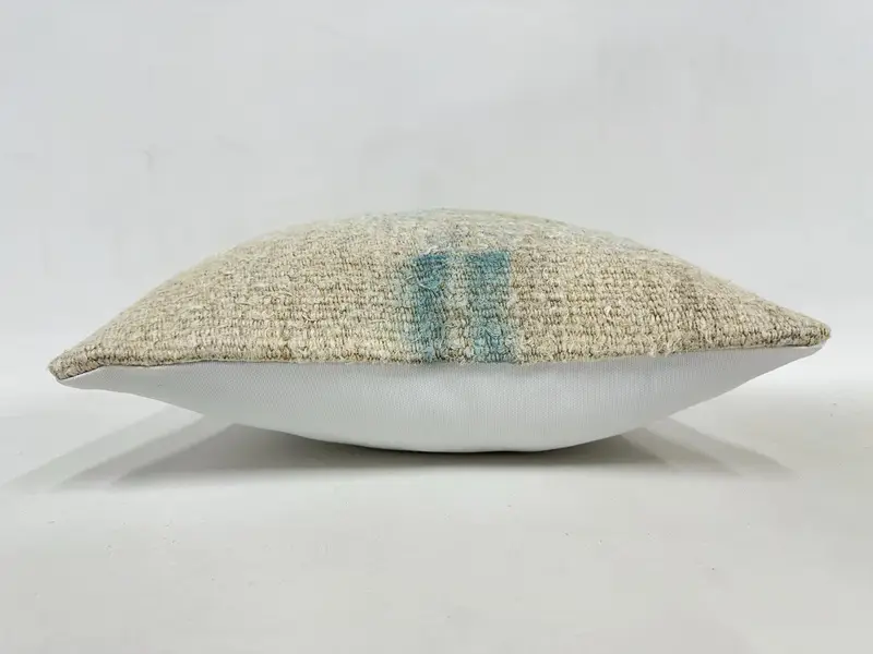 16x16 Beige Pillow Sham, Vintage Kilim Throw Pillow, Cushion Cover, Antique Pillows, Interior Designer Pillow, Outdoor Pillow - 5
