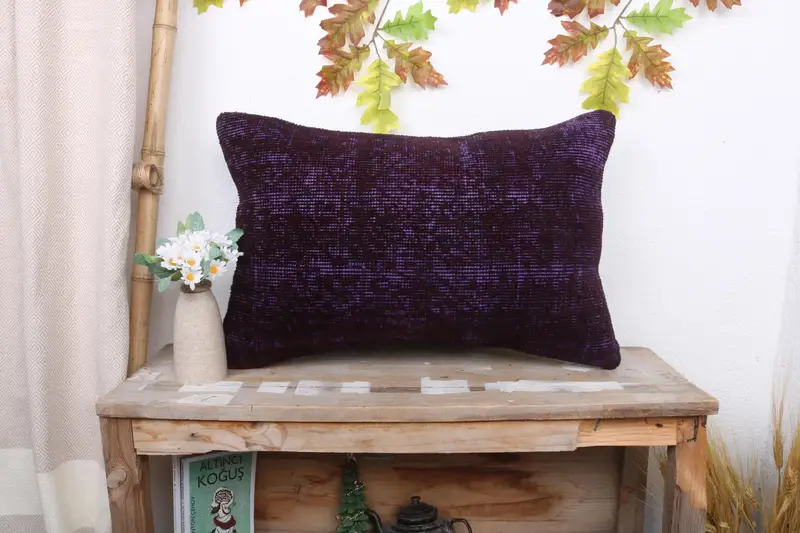 Mavi Güneybatı Atma Yastığı, Vintage İşlemeli Dikdörtgen Yastık