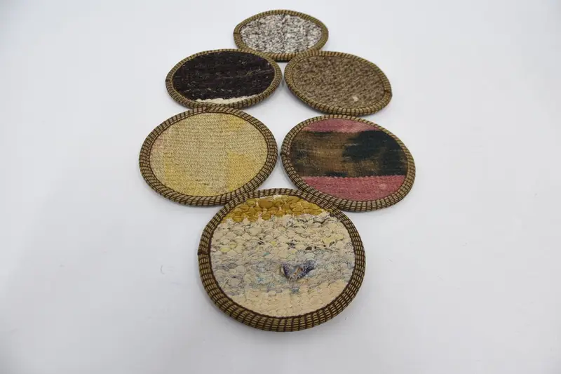 Elegant Beige and Pink Coasters, Durable Round Table Pads