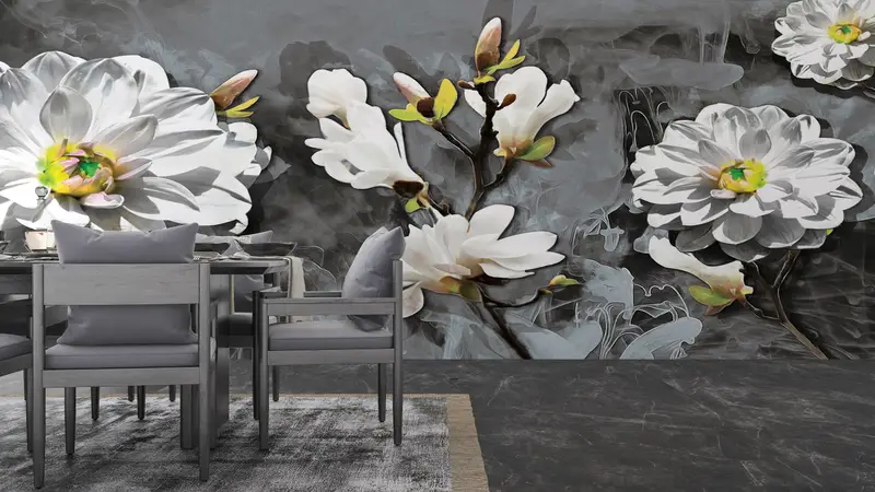 3d Wall Paper,Wall Paper Peel and Stick,Bright Wall Paper,Flower Wallpaper,Modern Wall Print,Botanical Wall Paper,Floral Wall Paper, - 3