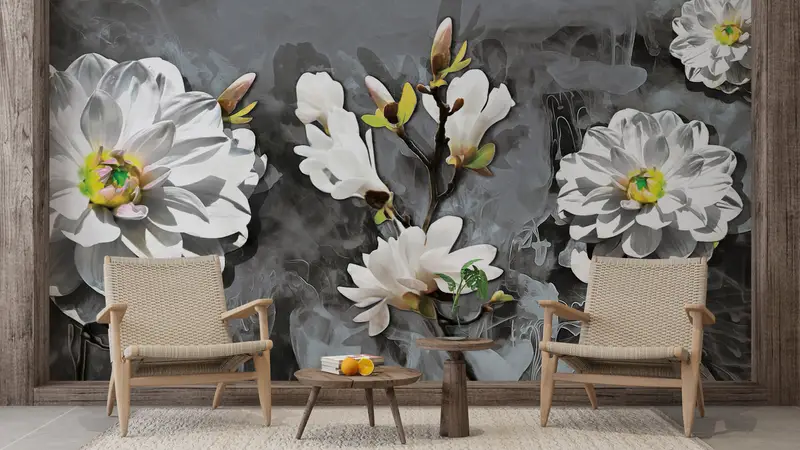3d Wall Paper,Wall Paper Peel and Stick,Bright Wall Paper,Flower Wallpaper,Modern Wall Print,Botanical Wall Paper,Floral Wall Paper, - 9