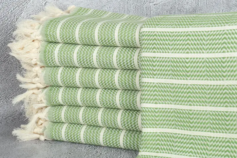 Personalized Turkish Beach Towel, Khaki Green Stripes, 40x71 Inches
