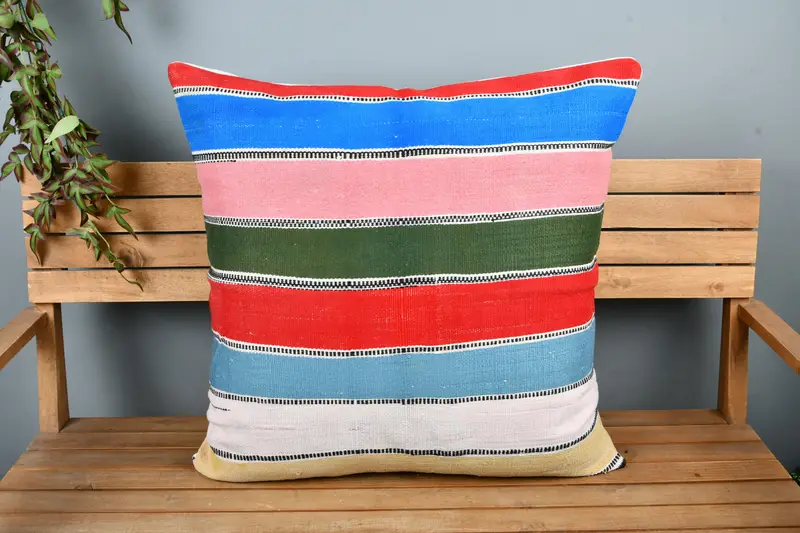 28x28 Red Pillow Sham, Pillow Sham, Pillow for Sofa, Handmade Kilim Cushion, Handwoven Pillow Cover Cushion Cover, Turkish Kilim Pillow - 5