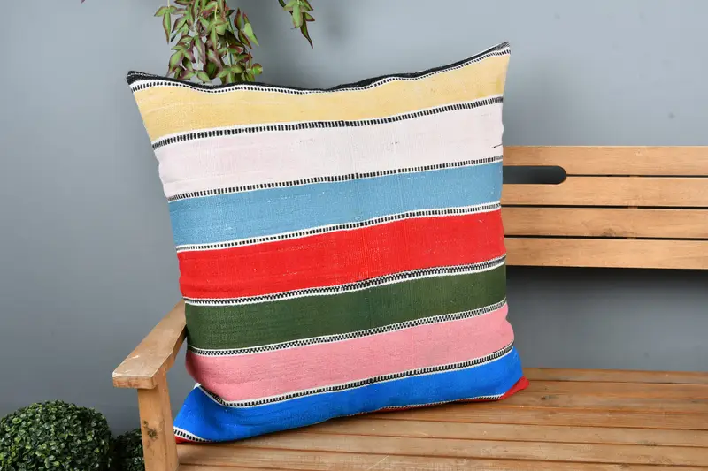 28x28 Red Pillow Sham, Pillow Sham, Pillow for Sofa, Handmade Kilim Cushion, Handwoven Pillow Cover Cushion Cover, Turkish Kilim Pillow - 1