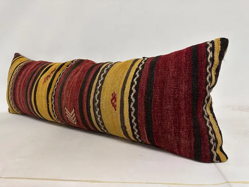 Ethnical Kilim Rug Pillow, Interior Designer Pillow, Aztec Cushion Case, Kilim Pillow Cover, Boho Throw Pillow Sham, 16x48 Red Cushion, Cushion Case - 4
