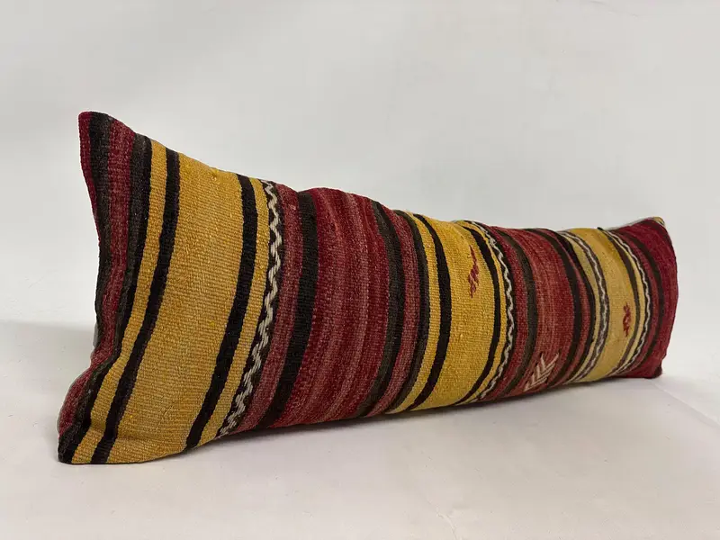 Ethnical Kilim Rug Pillow, Interior Designer Pillow, Aztec Cushion Case, Kilim Pillow Cover, Boho Throw Pillow Sham, 16x48 Red Cushion, Cushion Case - 3