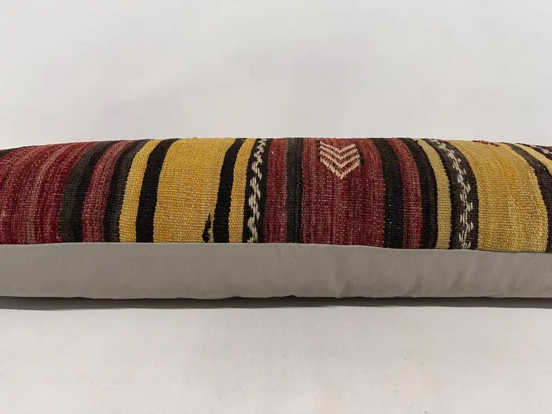Ethnical Kilim Rug Pillow, Interior Designer Pillow, Aztec Cushion Case, Kilim Pillow Cover, Boho Throw Pillow Sham, 16x48 Red Cushion, Cushion Case - 5