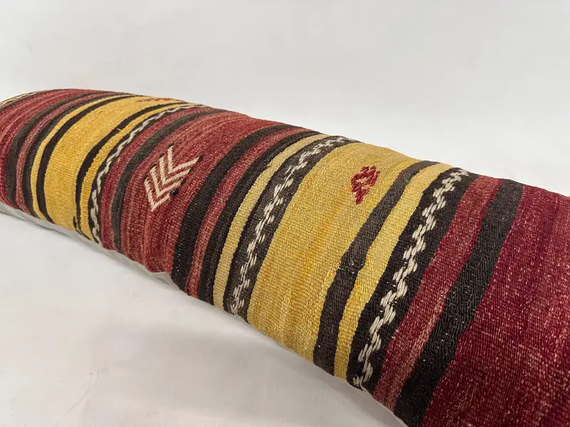 Ethnical Kilim Rug Pillow, Interior Designer Pillow, Aztec Cushion Case, Kilim Pillow Cover, Boho Throw Pillow Sham, 16x48 Red Cushion, Cushion Case - 6