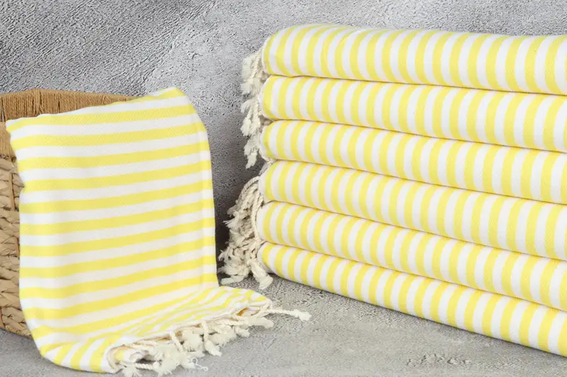 Absorbent Turkish peshtemal towel for beach use, Soft towel, Gift For Her, Bridal Shower Gift, Halloween Gifts, 70x40 Cotton Striped Towel - 3