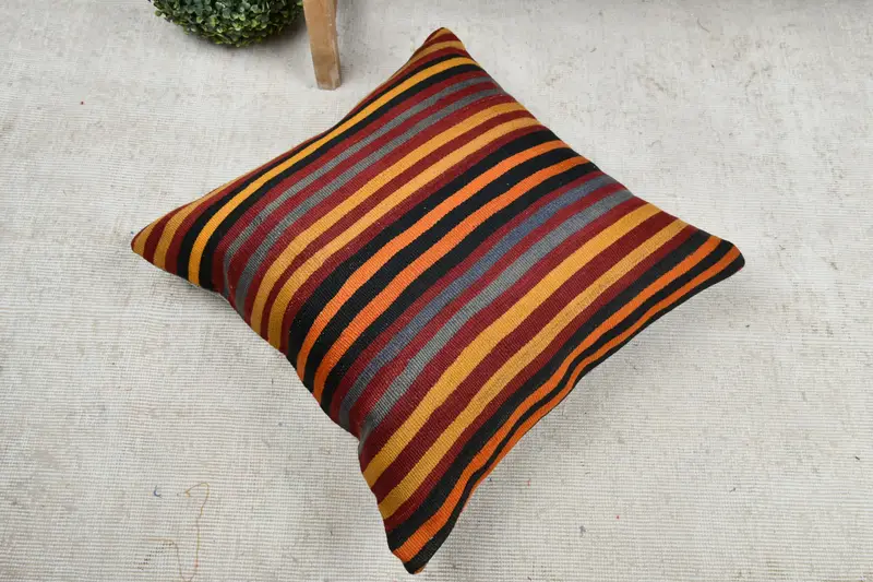 Ethnic Cushion, Home Decor Pillow, Turkish Pillow, Cushion Cover, Handmade Pillow Sham, 22x22 Red Pillow Cover, Kilim Cushion Sham - 3
