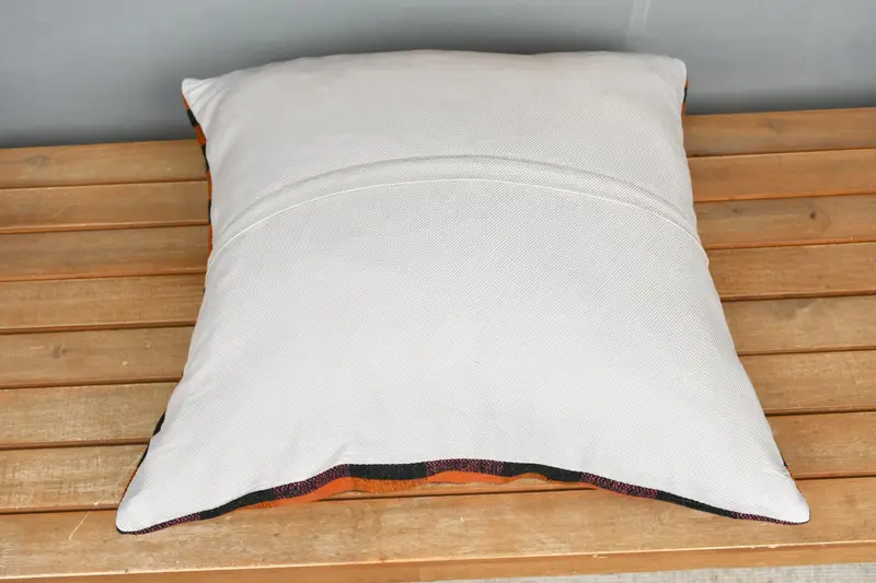 Throw Kilim Pillow, Boho Pillow, Ethnic Pillow, Cushion, Designer Throw Pillow Cover, Kilim Pillow Cover, 20x20 Orange Pillow Case - 5