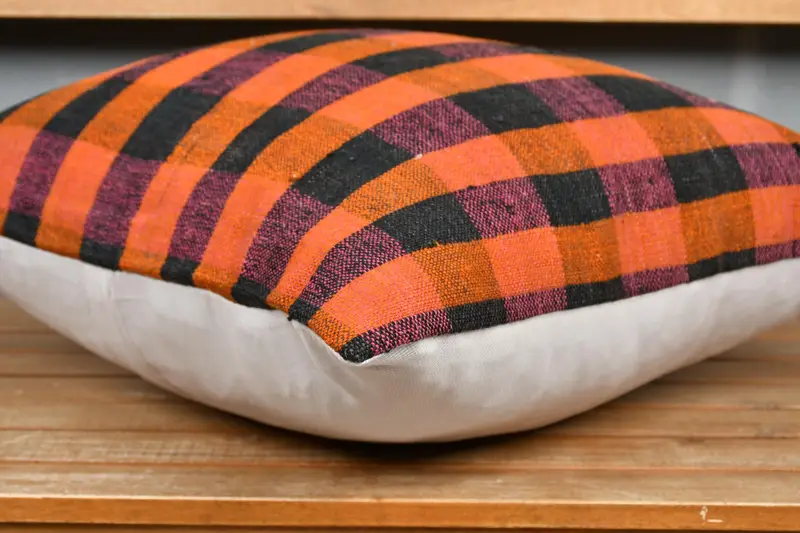 Throw Kilim Pillow, Boho Pillow, Ethnic Pillow, Cushion, Designer Throw Pillow Cover, Kilim Pillow Cover, 20x20 Orange Pillow Case - 4