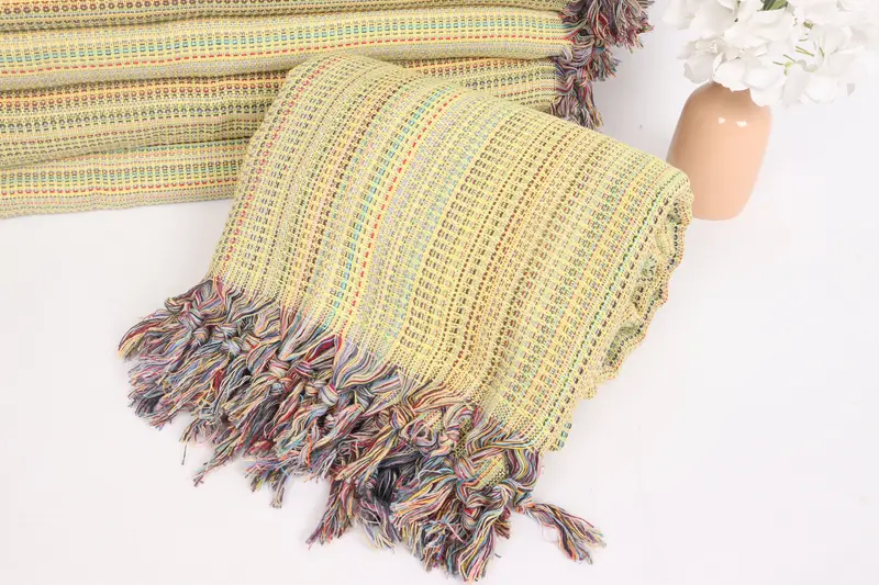 Throw Blanket, Gift For The Home Decor, Woven Throw Blanket, Bohemian Bedspread, Bachelorette Party Favors, 100x80 Cotton Waffle Towel - 4