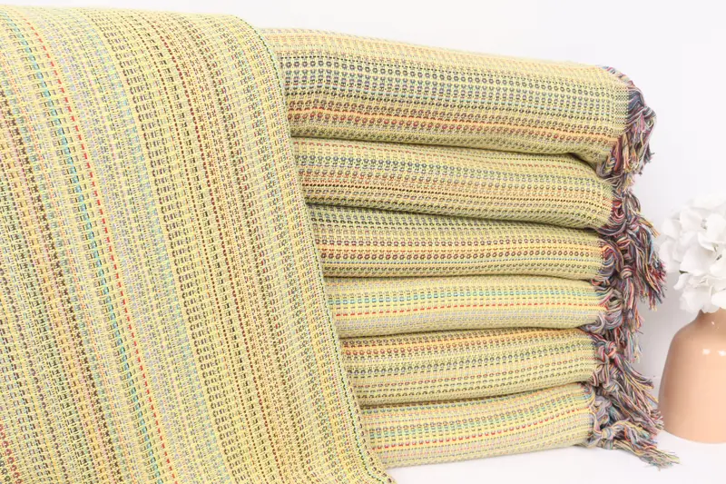 Throw Blanket, Gift For The Home Decor, Woven Throw Blanket, Bohemian Bedspread, Bachelorette Party Favors, 100x80 Cotton Waffle Towel - 1