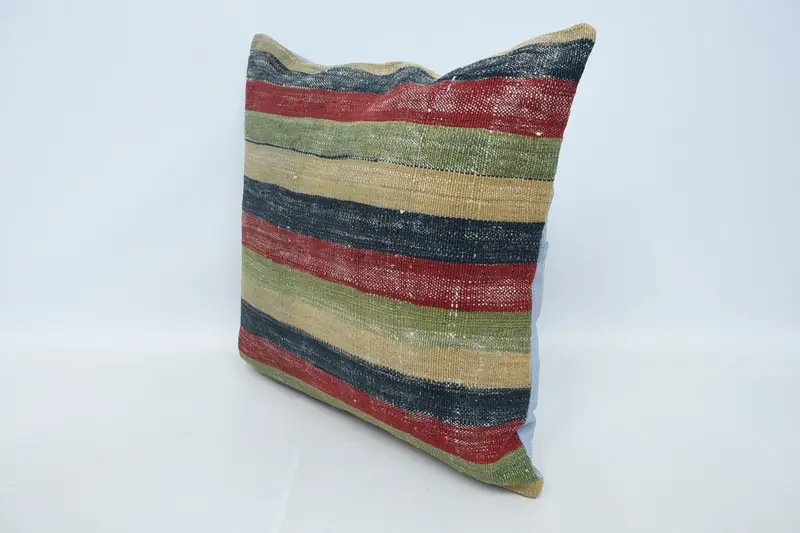 Turkish Rugs Pillow, Cushion Case, Car Cushion Case, Antique Pillows, 24x24 Green Pillow Case, Boho Pillow Sham Cover, Kilim Cushion Sham - 4