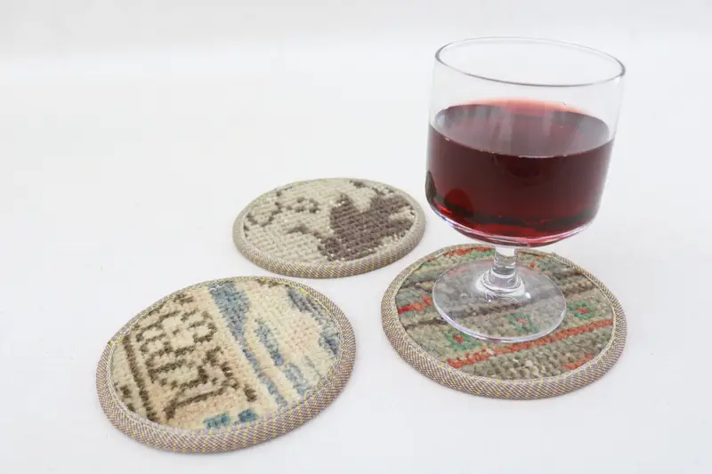 Bohemian Beige & Brown Round Coaster, Unique Bohemian Coaster