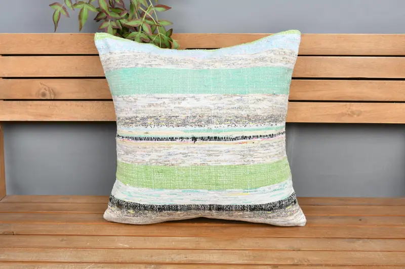 Vintage Kilim Throw Pillow, 20x20 Green Cushion Case, Pillow Sham, Handmade Kilim Cushion, Traditional Pillow Case, Throw Kilim Pillow - 6