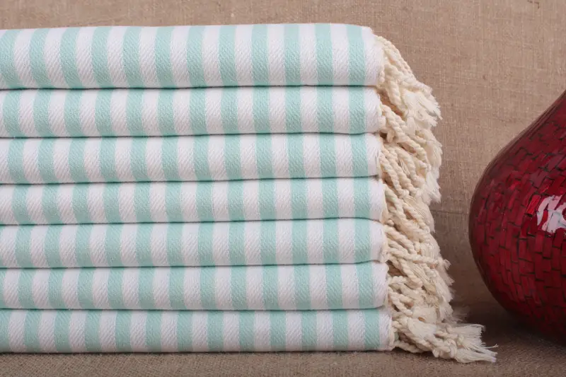 Toalla de Playa Algodón Turco Rayas Beige, 40x76 Pulgadas