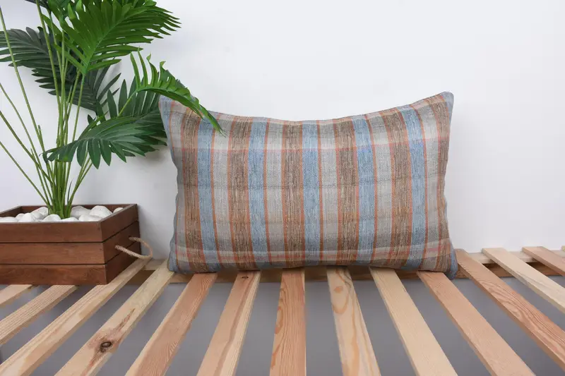 Home Decor Pillow, Decorative Pillow Case, Turkish Kilim Pillow, Pillow for Couch, Sofa Bolster Pillow, Cushion, 16x24 Blue Pillow Sham - 1