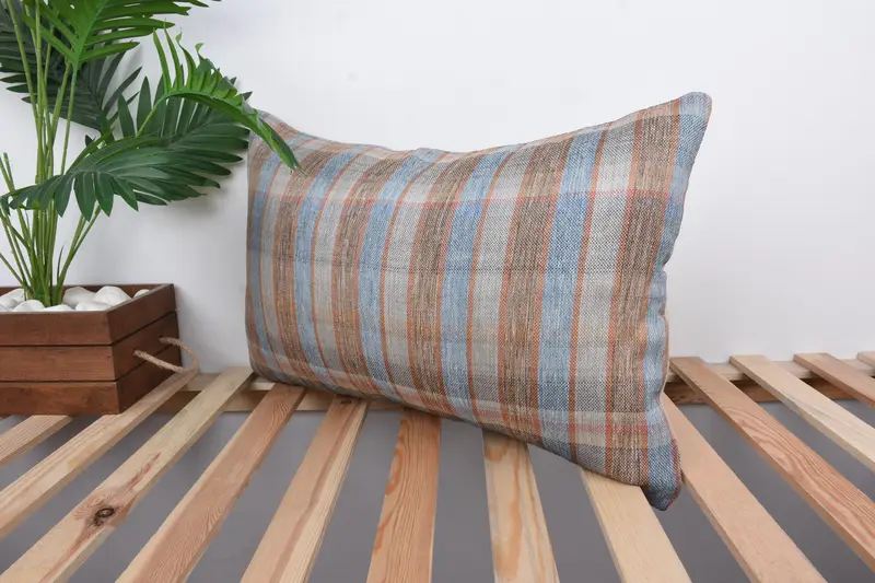 Home Decor Pillow, Decorative Pillow Case, Turkish Kilim Pillow, Pillow for Couch, Sofa Bolster Pillow, Cushion, 16x24 Blue Pillow Sham - 5
