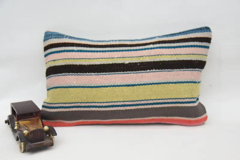 Living Room Striped Vintage Pillow Cover, Blue Moroccan 12x20 inch Cushion Cover - 1